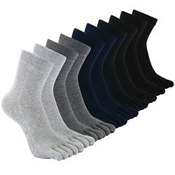 CaiDieNu Herren Zehensocken Baumwolle Athletic Running Five Finger Crew Socken, Schwarz & Grau, M-5 Paar02, 37.5-41.5 EU von CaiDieNu