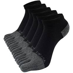 CaiDieNu Herren Zehensocken Leichte No Show Crew Sportsocken zum Laufen 5 Paar Größe 42-47, Schwarz, 43-46 EU von CaiDieNu