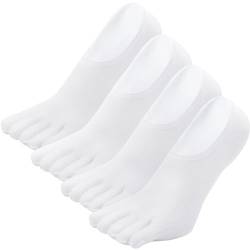 CaiDieNu Herren Zehensocken Männer Fünf Finger Unsichtbare Kurze No Show Socken Sommer Baumwoll Sport Laufende Liner Socken Weiß-4 Paare EU 39-44 von CaiDieNu
