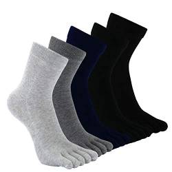 CaiDieNu Männer Baumwoll Sport laufende Herren Zehensocken Fünf Finger Anti Rutsch Besatzung Liner Socken, Eur 39-44 von CaiDieNu