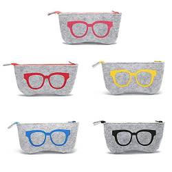 5 Stücke Sonnenbrillen Tasche,Tragbare Reisebrillenetui, Brillenetuis,Tragbare Brillenetui,Tragbaren Filz Mäppchen, Weiche Filz Reißverschluss Brillen Tasche, für Brillen, Stifte(Zufällige Farben) von CaiYuanGJ