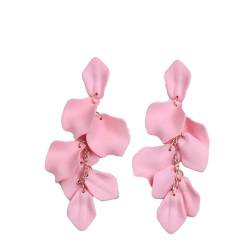 Blume lange böhmische Ohrringe für Frauen Rose rosa Blütenblatt Acryl Quaste hängender Ohrring Sommer Mode Schmuck Accessoires von Caiduoduo