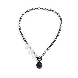 Caiduoduo Asymmetrie Imitation Perlen Perlenkette mit Münzanhängern Halskette HerrenCharms Dicke Ketten Choker Halskette von Caiduoduo
