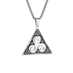 Caiduoduo Edelstahl Spiral Anhänger Hexe Keltischer Knoten Triskele Hexerei Übernatürliche Schutzkette für Frauen Amulett Schmuck von Caiduoduo