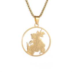 Caiduoduo Exquisite Edelstahl War Horse Medal Anhänger Halskette Geeignet für Männer und Frauen Mode Rock Party Casual Schmuck Geschenke von Caiduoduo