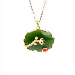 Chinesische klassische Schlüsselbeinkette Emaille Lotus Imitation Jade Halskette von Caiduoduo