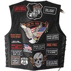 Männer Motorrad Leder Weste amerikanische Flagge Adler gestickte pU Weste,C,3XL von Caige