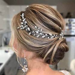 Caiguoer Braut-Hochzeits-Haarschmuck, Kristall-Haarranken, silberfarben, Brautblumenstücke, Haarstyling-Zubehör für Damen und Mädchen von Caiguoer