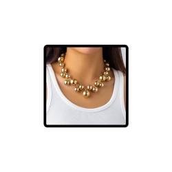Caiguoer Punk Halskette Verstellbare Übertriebene Runde Perle Choker Halskette Zubehör für Frauen und Mädchen (A) von Caiguoer