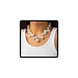 Caiguoer Punk Halskette Verstellbare Übertriebene Runde Perle Choker Halskette Zubehör für Frauen und Mädchen (B) von Caiguoer