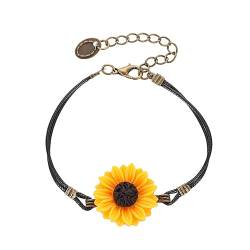 Caiguoer Sonnenblumen-Armreif, verstellbares Armband, Schmuck geeignet für Mädchen und Damen, Metall von Caiguoer