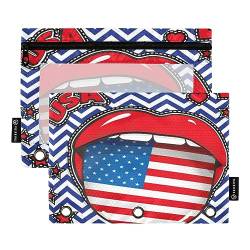 Binder Pencil Pouch 3 Ring Zipper Clear Window Pen Case Big Capacity Cosmetic Bag Storage Container for Storing Office Supplies 2 Pack Happy Birthday Usa Pop Art Sexy von Caihoyu