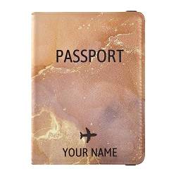Personalisierte Reisepasshülle, Brieftasche, Kombi, individueller Name, PU-Leder, Reisepass, Impfkarten-Schutz für Damen und Herren, Reisegeschenk, Marble04, Einheitsgröße von Caihoyu