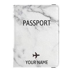 Personalisierte Reisepasshülle, Brieftasche, Kombi, individueller Name, PU-Leder, Reisepass, Impfkarten-Schutz für Damen und Herren, Reisegeschenk, Marble05, Einheitsgröße von Caihoyu