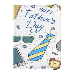 Reisepasshülle, Brieftasche, Kombi, PU-Leder, Ausweis, Impfkartenhalter, Brieftasche, Kartenschutz, für Damen und Herren, Happy Fathers Day Muster Krawatte, Mehrfarbig, Einheitsgröße von Caihoyu