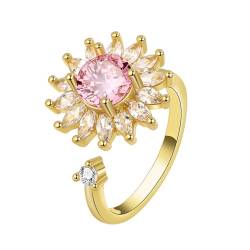 Caimeytie Damen Schmuck,Sonnenblume ringe damen,Drehring,Zirkon Ring,stress abbauen ring,mit Geschenkbox,Ein Geschenk für Frauen, ein Geschenk für Mütter,Geschenke für Freundinnen von Caimeytie