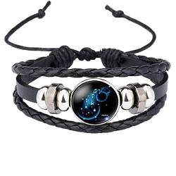 Caimeytie Kind Armschmuck Leder Wickelarmbänder Verstellbar Horoskop Sternzeichen Wassermann von Caimeytie