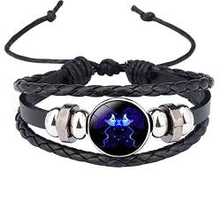 Caimeytie Kinder Armschmuck Leder Wickelarmbänder Verstellbar Horoskop Sternzeichen Glücksarmband Zwillinge von Caimeytie