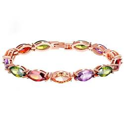 Caimeytie Manschette Armband Frau Multi Farben Augen Form Kristall Rosa Vergoldung Geschenk Weihnachten von Caimeytie