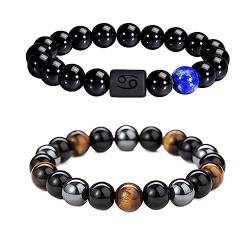 Caimeytie Set von 2 Herren Armband Verstellbare elastische Balken Armband12-Sternbild Zeichen von Zodiac Glück Armband 21.5CM von Caimeytie