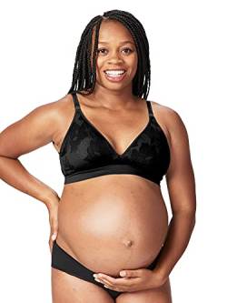 Cake Maternity Damen Freckles Recycled Wire Free Nursing Bra for Breastfeeding Plunge-BH, Black, XL von Cake Maternity