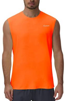 Cakulo Herren Workout Schwimmen ärmellose Shirts schnell trocknend Strand Pool Tech Laufen Athletic Übung Muskel Tank Top groß und groß, neon-orange, Mittel von Cakulo