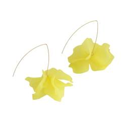 Calager Anspruchsvolle Boho-Ohrringe, verspielte Blumen-Ohrringe, böhmischer Langer Haken, buntes Blütenblatt-Anhänger-Design für Damenmode Gelb von Calager
