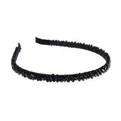 Calager Haar-Accessoire, mit Perlen, Kunstkristallperlen, Stirnband, elastisch, rutschfest, leicht, dünne Kanten, Zubehör für Schwarz von Calager