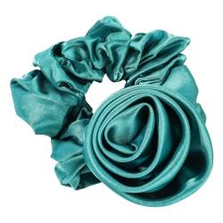 Calager Stirnband für Haar-Styling-Zubehör, elastisches Band, Rosen-Blumen-Dekor, Seil, große Krawatte, Gummi, Damen, Schachtelhalm-Halter Grün von Calager