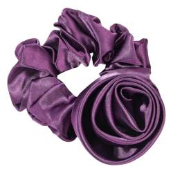 Calager Stirnband für Haar-Styling-Zubehör, elastisches Band, Rosen-Blumen-Dekor, Seil, große Krawatte, Gummi, Damen, Schachtelhalm-Halter Violett von Calager
