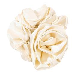 Calager Stirnband für Haar-Styling-Zubehör, elastisches Band, Rosen-Blumen-Dekor, Seil, große Krawatte, Gummi, Damen, Schachtelhalm-Halter Weiß von Calager