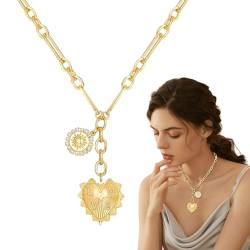 Calakono Herzkette Halskette,Liebesherzen-Anhängerkette | Dicker Kettenhalsband, Liebesherzen-Halskette, Geschenk für Frauen, Mädchen von Calakono