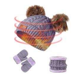 Set aus Mütze, Schal und Handschuhen für Kinder, Mützen und Handschuhe für Kinder | Kalte und winddichte Jungen-Wintermütze - Warme und gemütliche Sets für kaltes Wetter für Calakono von Calakono
