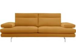 3-Sitzer CALIA ITALIA "Toby Wing" Sofas Gr. B/H/T: 208 cm x 90 cm x 113 cm, Leder BULL, mit Sitztiefenverstellung-mit Armlehnenverstellung, orange (senape bull) 3-Sitzer Sofas von Calia italia