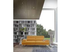 3-Sitzer CALIA ITALIA "Toby Wing" Sofas Gr. B/H/T: 208 cm x 90 cm x 113 cm, Leder BULL, mit Sitztiefenverstellung-mit Armlehnenverstellung, orange (senape bull) 3-Sitzer Sofas von Calia italia