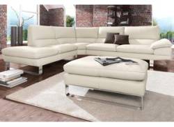 Ecksofa CALIA ITALIA "Dave" Sofas Gr. B/H/T: 297 cm x 87 cm x 97 cm, Leder BULL, Ottomane links, weiß (altweiß) Leder-Ecksofas von Calia italia