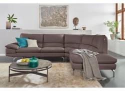 Ecksofa CALIA ITALIA "Dave" Sofas Gr. B/H/T: 297 cm x 87 cm x 97 cm, Leder BULL, Ottomane rechts, braun (espresso) Leder-Ecksofas von Calia italia