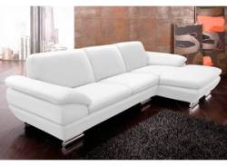 Ecksofa CALIA ITALIA "Glamour" Sofas Gr. B/H/T: 274 cm x 79 cm x 94 cm, Leder BULL, Recamiere rechts, beige (naturweiß) Leder-Ecksofas von Calia italia