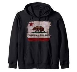 Kalifornien Republik Flagge Distressed Bär Kapuzenjacke von California Republic Bear Designs