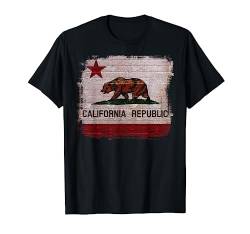 Kalifornien Republik Flagge Distressed Bär T-Shirt von California Republic Bear Designs