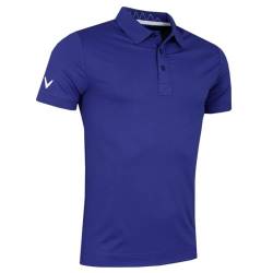 Callaway Golf Herren solide gerippte Stretch Polo-Hemd - Clematis Blau - S von Callaway Apparel