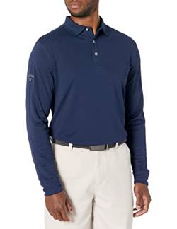 Callaway Herren Langärmeliges solides Golf-Poloshirt Polo, Peacoat, 4X-Large von Callaway