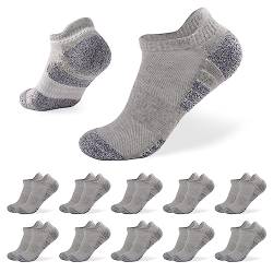 Sneaker Socken Herren Sportsocken Damen Kurze Laufsocken Atmungsaktive Sportsocken für Outdoor-Sport, Wandern, Laufen (as3, numeric, numeric_39, numeric_42, regular, regular, Hellgrau x 10Paar) von CalmGeek