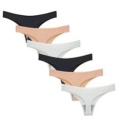 Calosy Dessous Frauen 6 Pack Nahtlose Tangas Unterwäsche EIS Seide Comfy G-String Höschen (S, Mehrfarbig) von Calosy