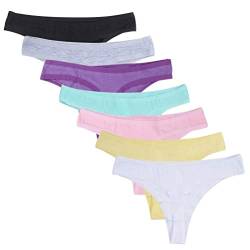 Calosy Dessous Frauen Multipack Pack Baumwolle Spandex Thongs Unterwäsche Comfy G-String Höschen (L, 7 Farben) von Calosy