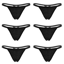 Calosy Women’s Sexy Panties Cotton Thongs Packung mit 6 Stück G-String (S-M, schwarz) von Calosy