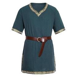 Herren Mittelalter Kostüm Wikinger Tunika Ritter Vintage Krieger Renaissance Halloween Cosplay Party Top von Caloter