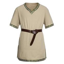 Herren Mittelalter Kostüm Wikinger Tunika Ritter Vintage Krieger Renaissance Halloween Cosplay Party Top von Caloter