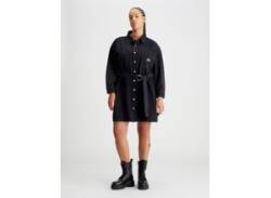 Jeanskleid CALVIN KLEIN JEANS PLUS "BELTED DENIM SHIRT DRESS PLUS" Gr. XXXL (46), N-Gr, schwarz (denim black) Damen Kleider Jeanskleider von Calvin Klein Jeans Plus