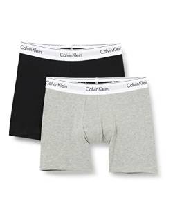 Calvin Klein Herren 2P Boxer Brief Slip, Heather Grey/Black, X-Small (Herstellergröße: XS) (2er Pack) von Calvin Klein Jeans